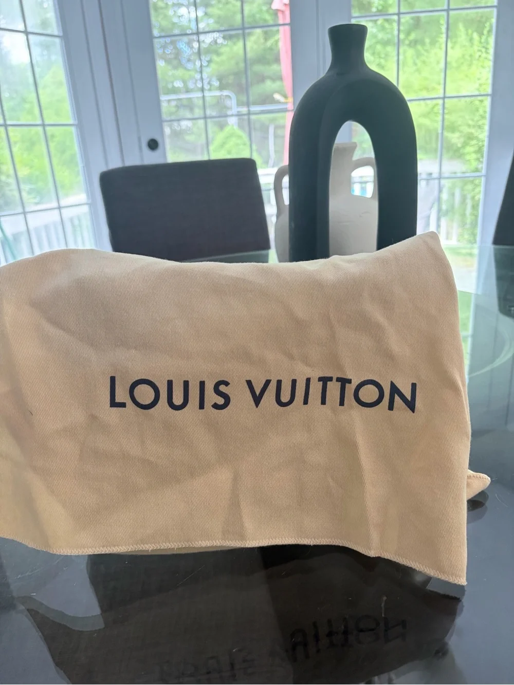 Louis Vuitton Boulogne Shoulder Bag with Black Trim and Gold Hardware